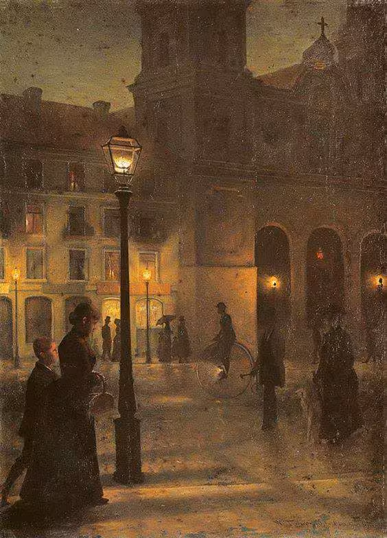 Trojanowsky, paesaggio cittadino notturno