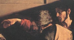Caravaggio, vocazione di Matteo (part)